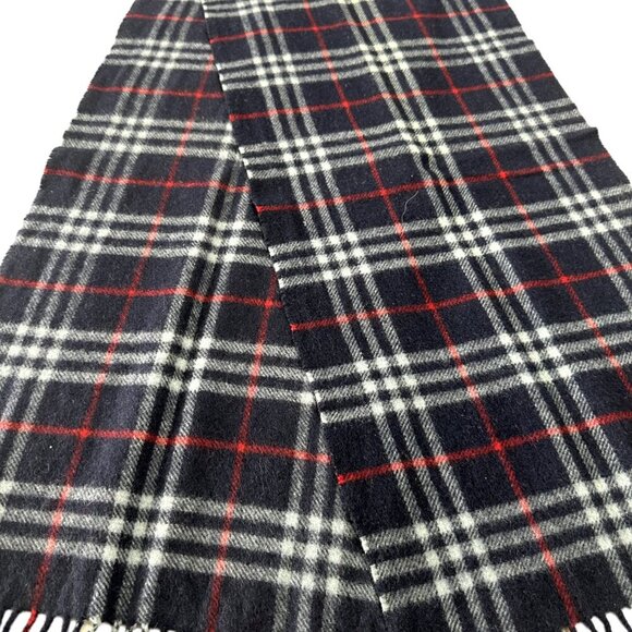 Burberrys Classic Check Scarf Black 100% Lambswool Unisex Scarf Made In England - Picture 4 of 7